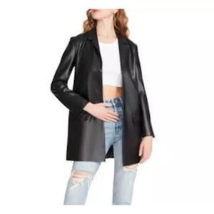 BB Dakota Sz L‎ Steve Madden Faux Leather Midi Coat Jacket Women's